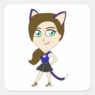 chibi catgirl   square sticker