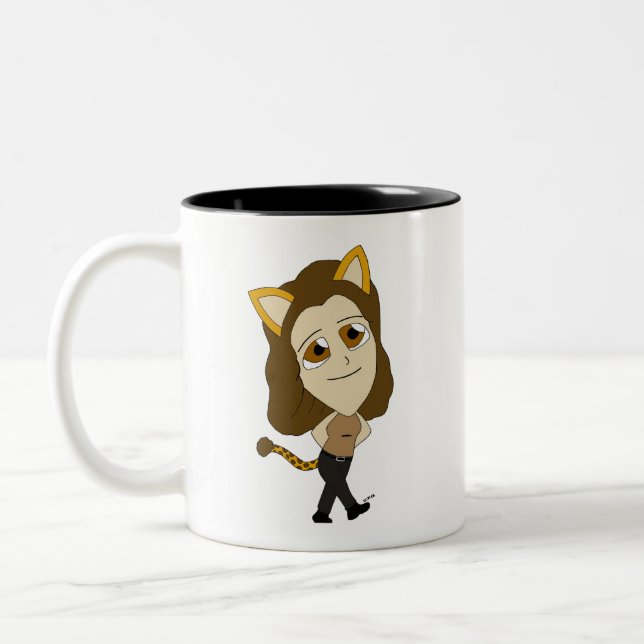 chibi catgirl  Two-Tone coffee mug (Left)