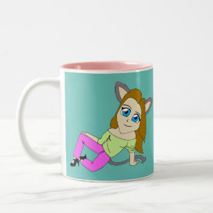 chibi catgirl Two-Tone coffee mug