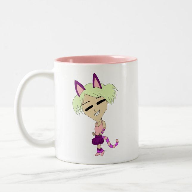 chibi catgirl   Two-Tone coffee mug (Left)