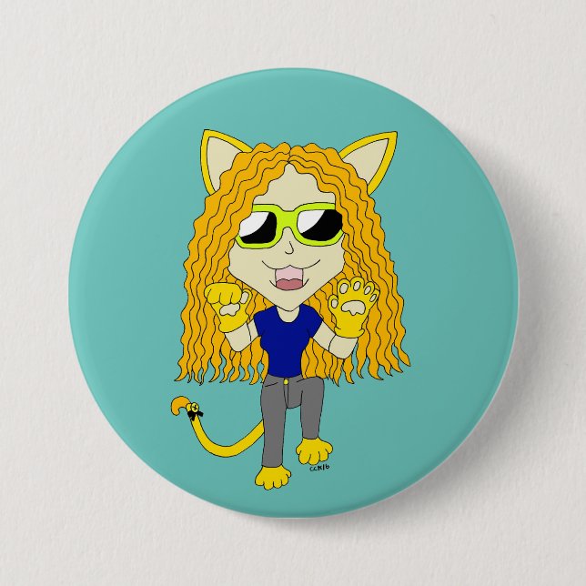 Chibi Catgirl with paws 7.5 Cm Round Badge (Front)