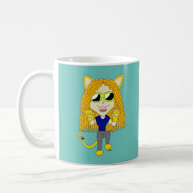 Chibi Catgirl with paws Coffee Mug (Left)