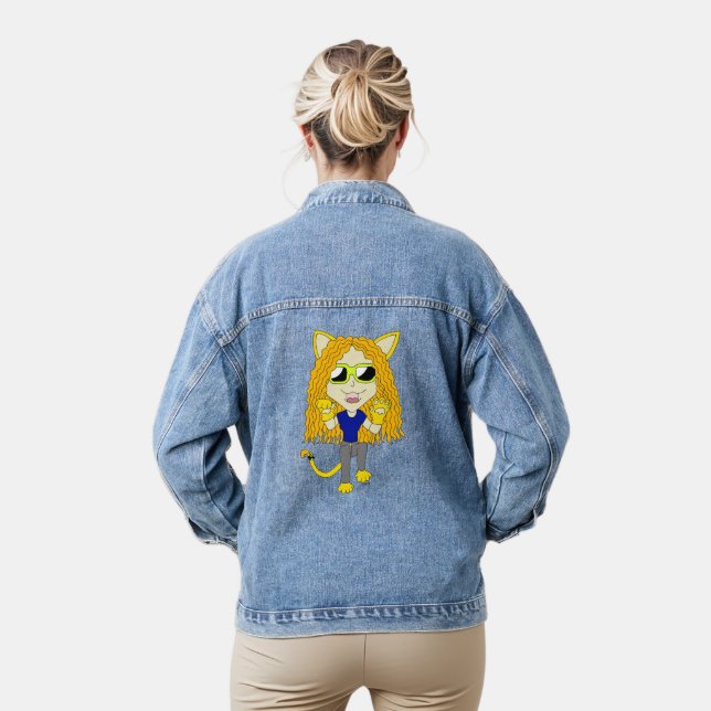 Chibi Catgirl with paws Denim Jacket (Model)