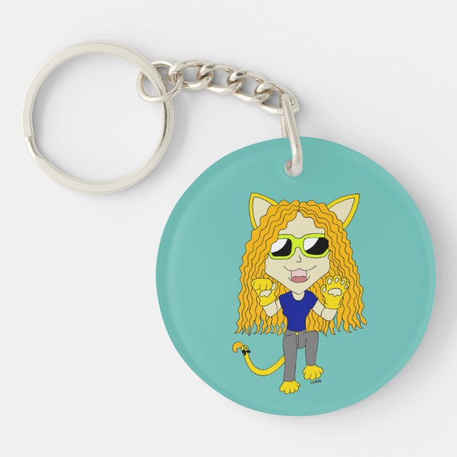 Chibi Catgirl with paws Key Ring (Front)