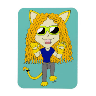 Chibi Catgirl with paws Magnet