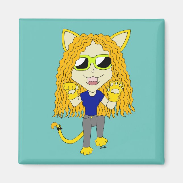 Chibi Catgirl with paws Magnet (Front)