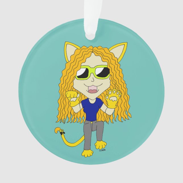 Chibi Catgirl with paws Ornament (Front)