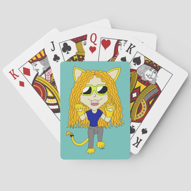 Chibi Catgirl with paws Playing Cards (Back)