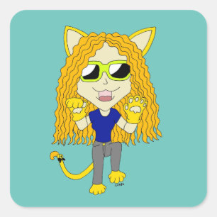 Chibi Catgirl with paws Square Sticker