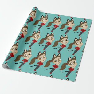 chibi catgirl  wrapping paper