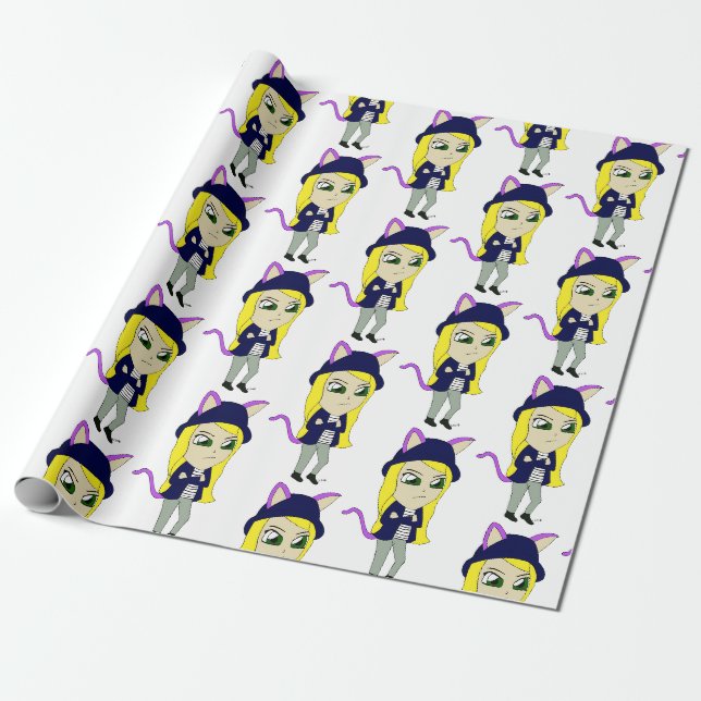 chibi catgirl wrapping paper (Unrolled)