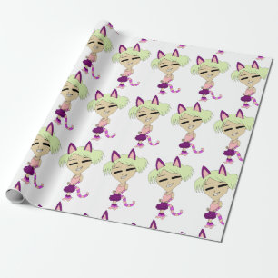 chibi catgirl  wrapping paper