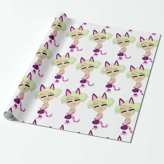 chibi catgirl  wrapping paper (Unrolled)