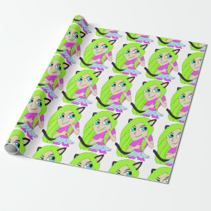 chibi catgirl wrapping paper