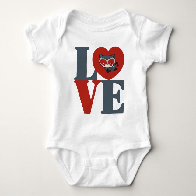 Chibi Catwoman LOVE Baby Bodysuit (Front)