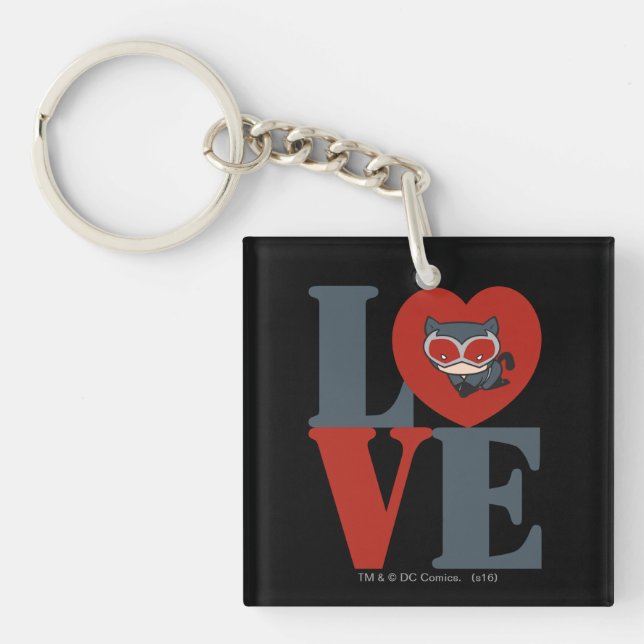 Chibi Catwoman LOVE Key Ring (Front)