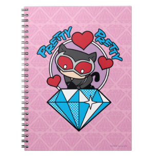 Chibi Catwoman Sitting Atop Large Diamond Notebook