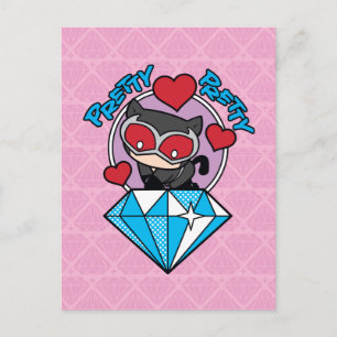 Chibi Catwoman Sitting Atop Large Diamond Postcard