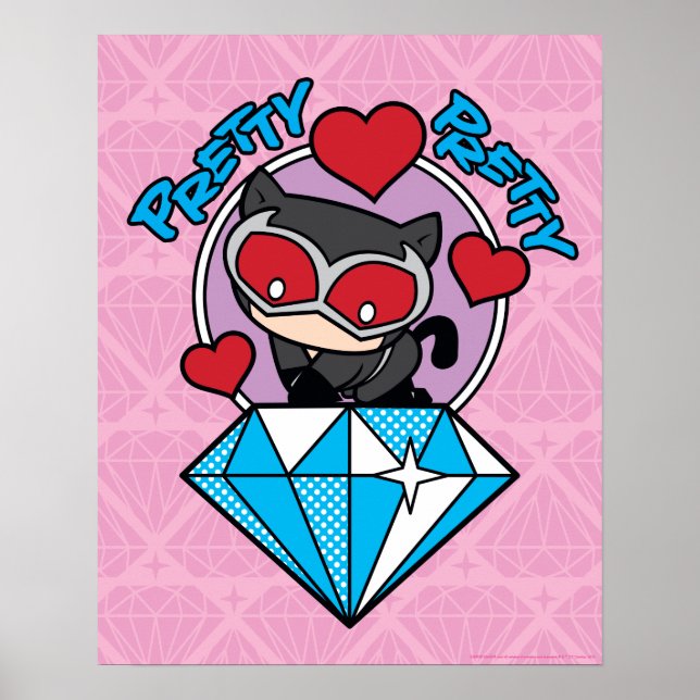 Chibi Catwoman Sitting Atop Large Diamond Poster (Front)