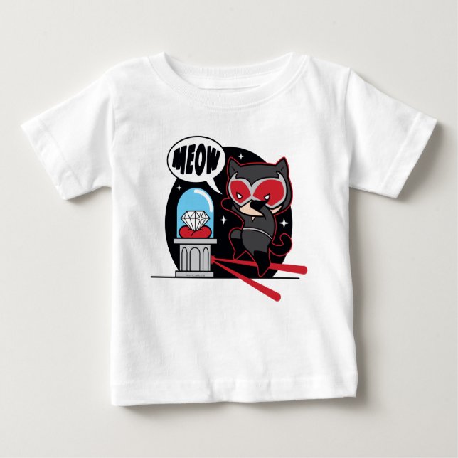 Chibi Catwoman Stealing A Diamond Baby T-Shirt (Front)