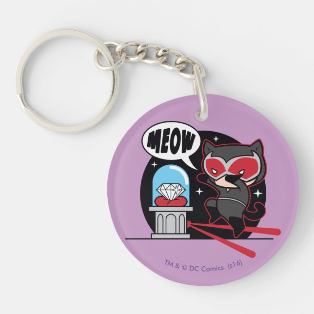 Chibi Catwoman Stealing A Diamond Key Ring (Front)