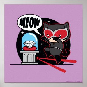 Chibi Catwoman Stealing A Diamond Poster