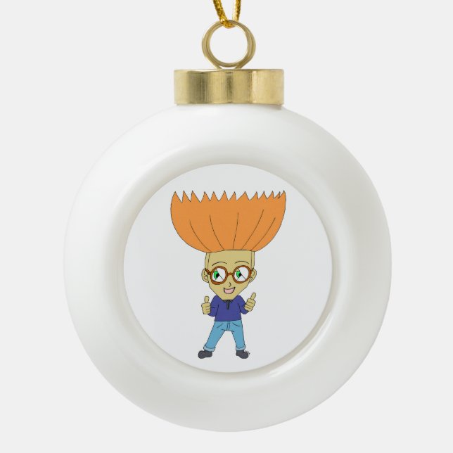 chibi    ceramic ball christmas ornament (Front)