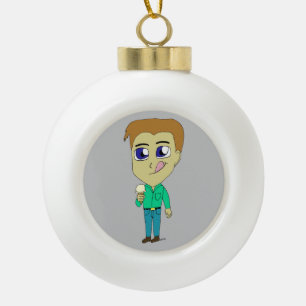 chibi ceramic ball christmas ornament