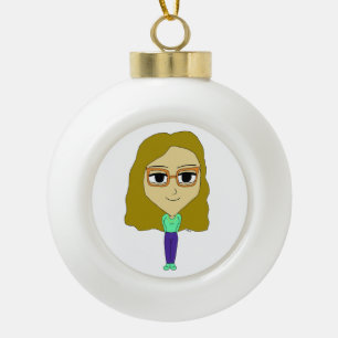chibi     ceramic ball christmas ornament