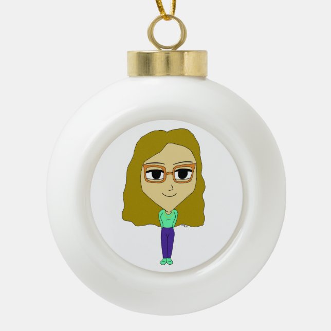 chibi     ceramic ball christmas ornament (Front)