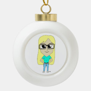 chibi ceramic ball christmas ornament