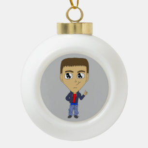 chibi     ceramic ball christmas ornament
