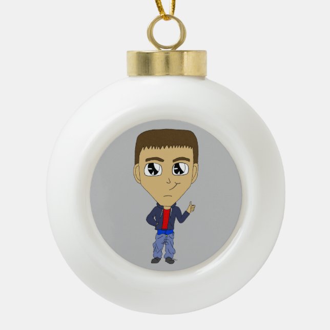 chibi     ceramic ball christmas ornament (Front)