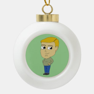 chibi ceramic ball christmas ornament