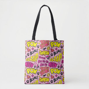 Chibi Comic Phrases and Logos Pattern Tote Bag