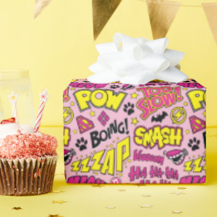 Chibi Comic Phrases and Logos Pattern Wrapping Paper