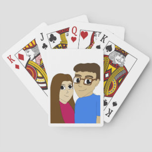 Chibi couple playing cards