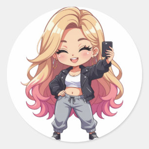 Chibi Cutie Classic Round Sticker