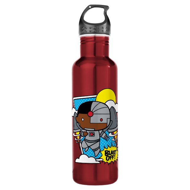 Chibi Cyborg Blast Off! 710 Ml Water Bottle (Front)