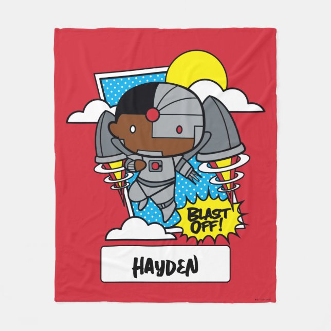Chibi Cyborg Blast Off! Fleece Blanket (Front)