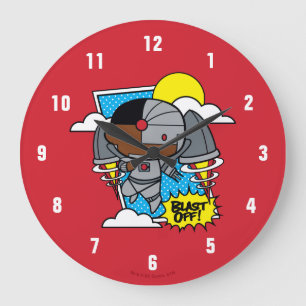 Chibi Cyborg Blast Off! Large Clock
