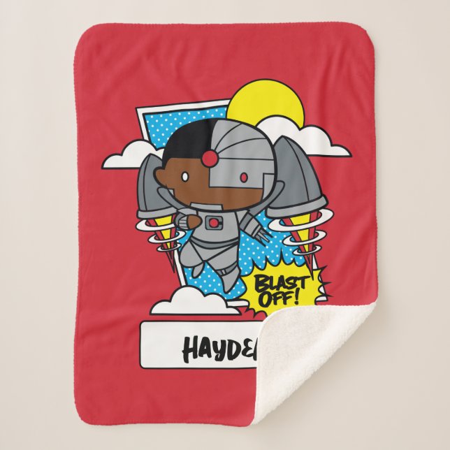 Chibi Cyborg Blast Off! Sherpa Blanket (Front)