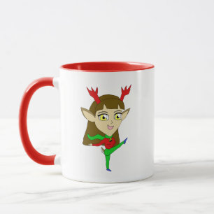 chibi dancing reindeer girl mug