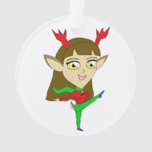 chibi dancing reindeer girl     ornament