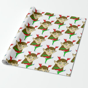 chibi dancing reindeer girl wrapping paper