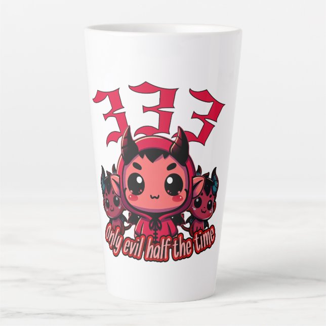 Chibi Devil - 333 Only evil half the time Latte Mug (Front)
