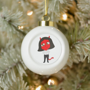 chibi devil girl ceramic ball christmas ornament