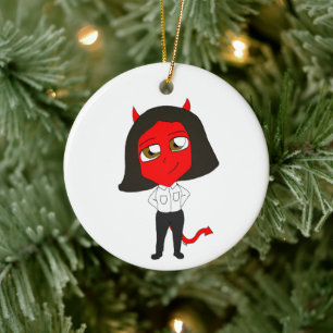chibi devil girl ceramic ornament