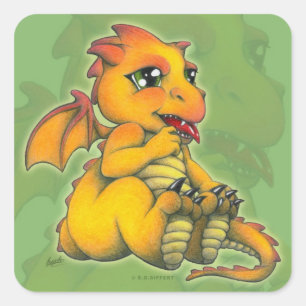 Chibi Dragon Square Sticker