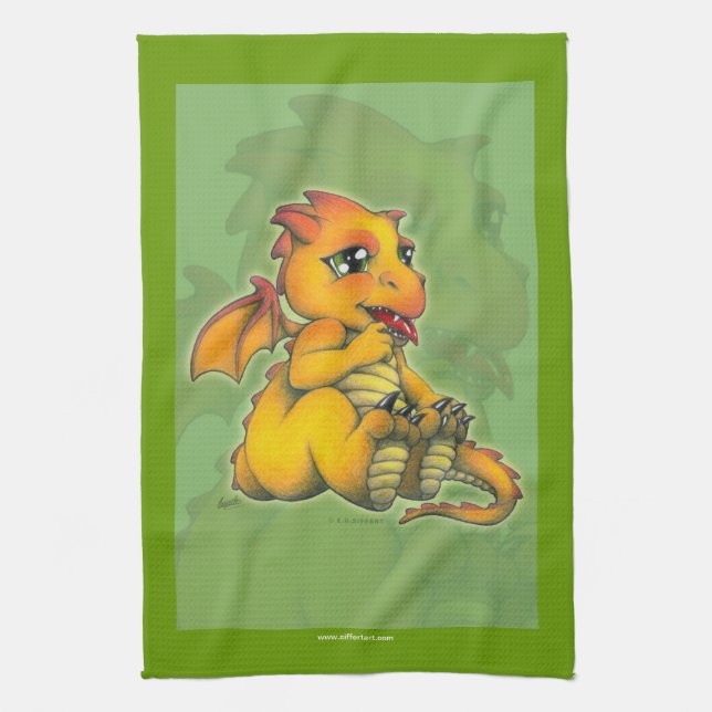 Chibi Dragon Tea Towel (Vertical)